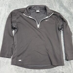 Nike Dri Fit Kids Size L 14-16 Long Sleeve 1/4 Zip Pullover Shirt Gray‎